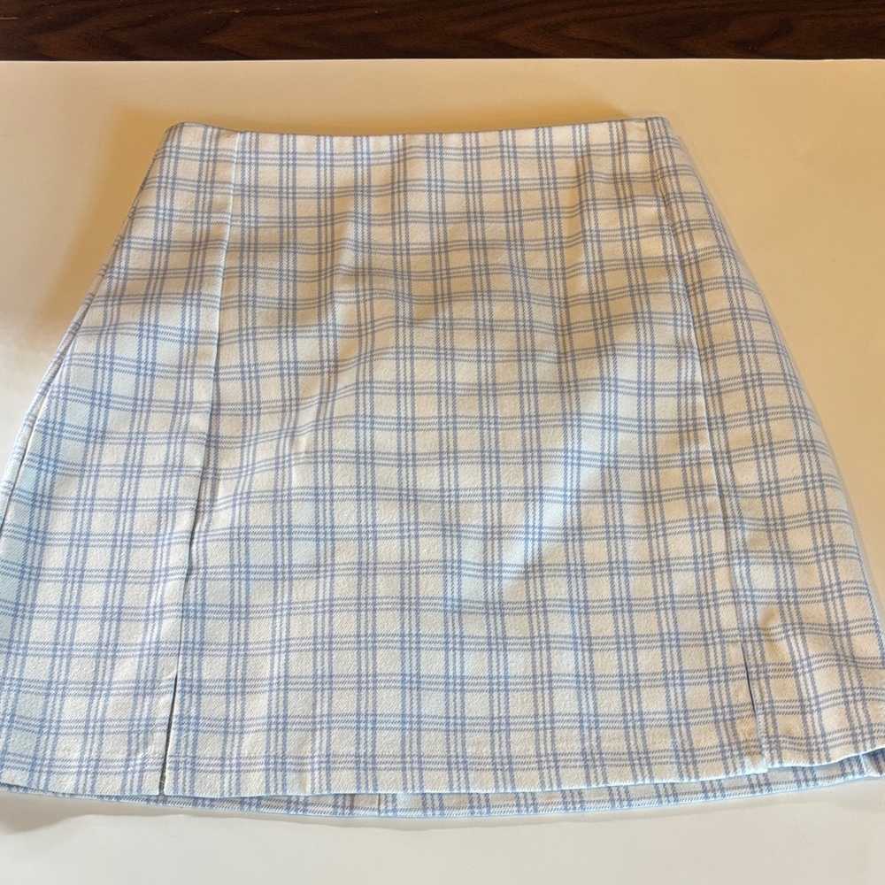 Brandy Melville Light Blue Plaid Mini Skirt